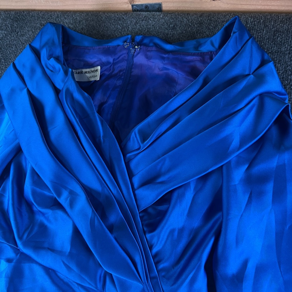 Vintage Carol Mignon Boutique Cocktail Dress Womens 6 Blue Off The Shoulder‎